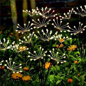 Solar Garden Lights 2 Pack Twinkling Solar Firework Lights with 2 Modes 120LED